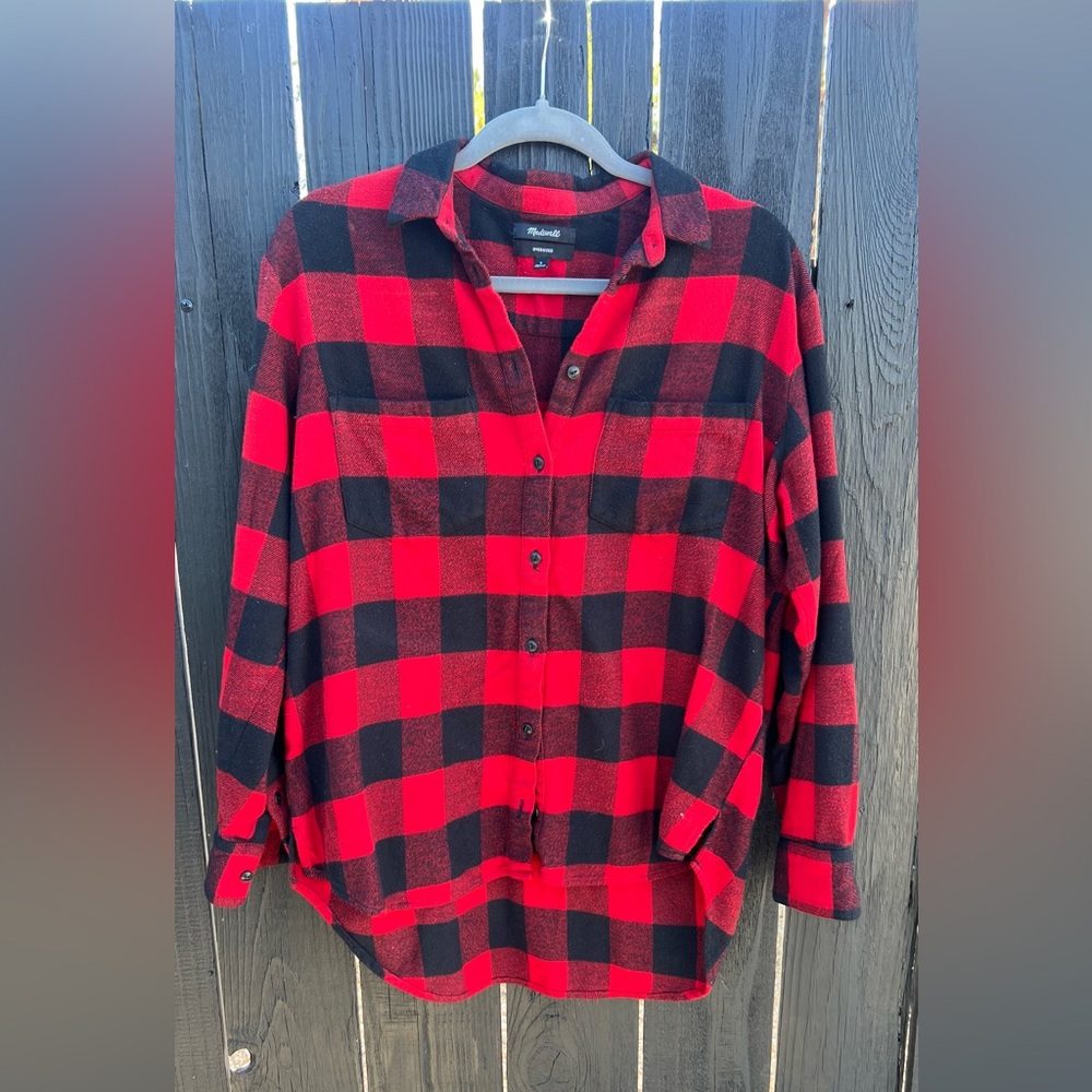 Madewell Red and Black Plaid Button Down Shirt